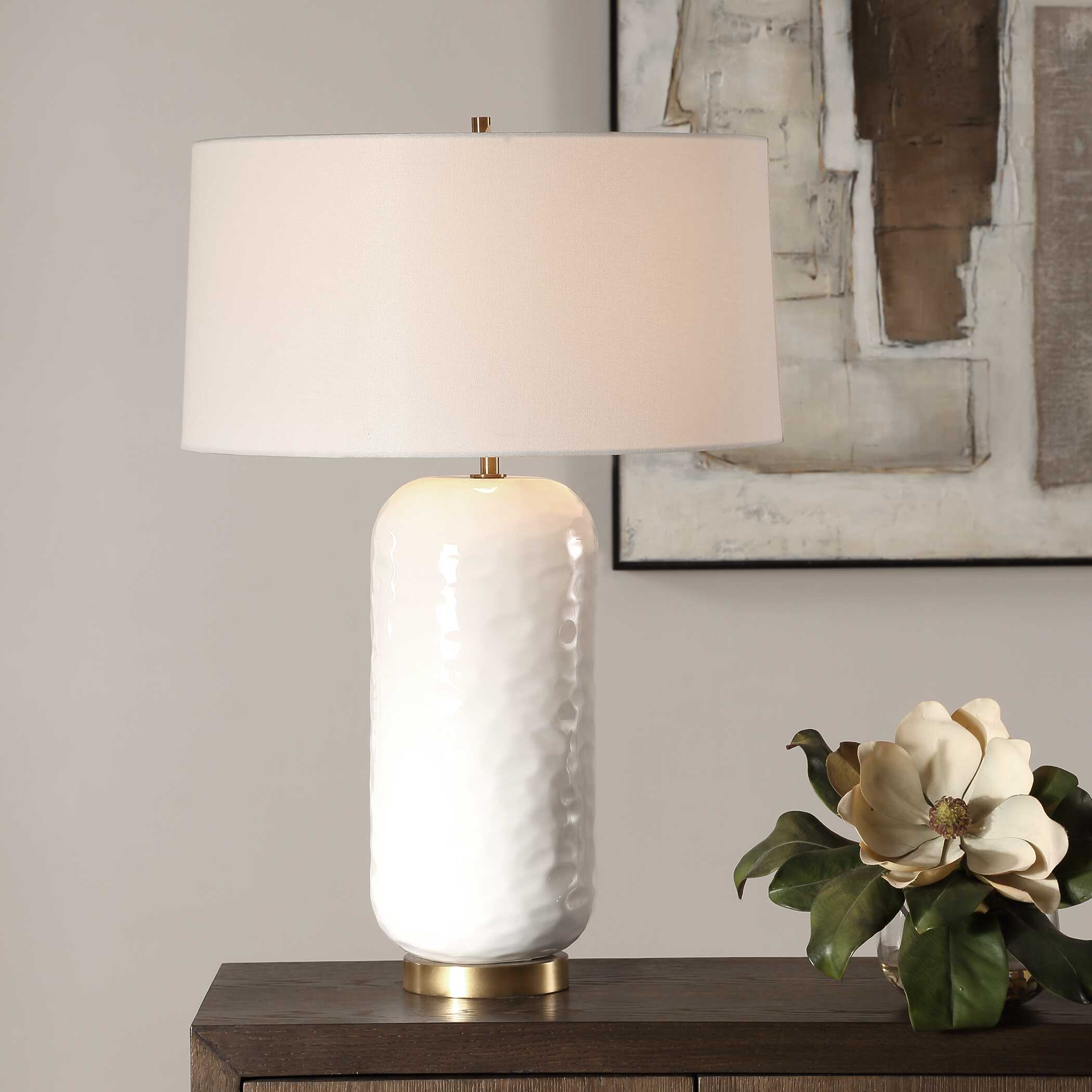 Iona White Glaze Table Lamp