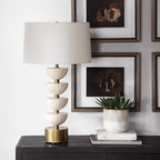 Hemisphere Travertine Table Lamp