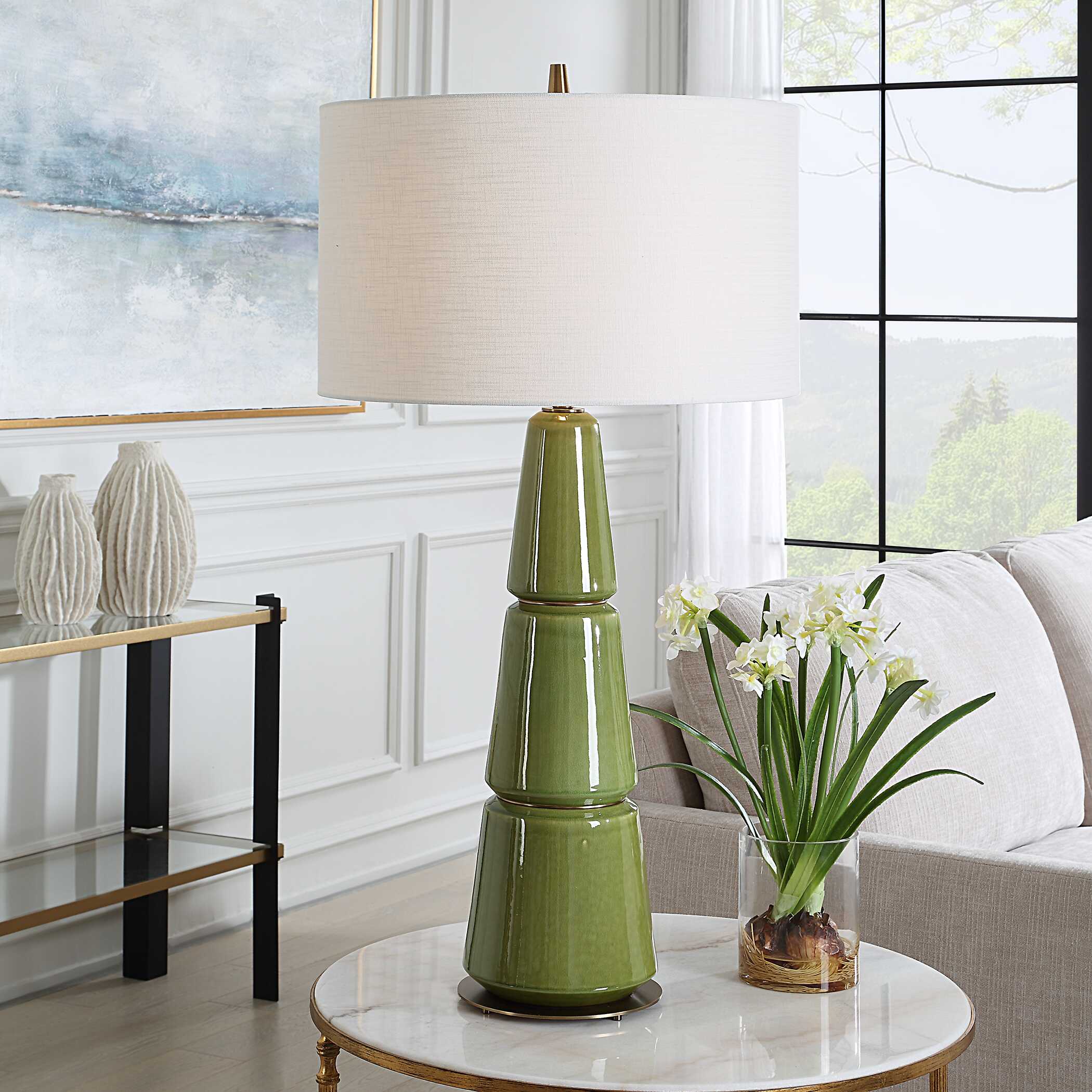 Mendell Moss Green Table Lamp