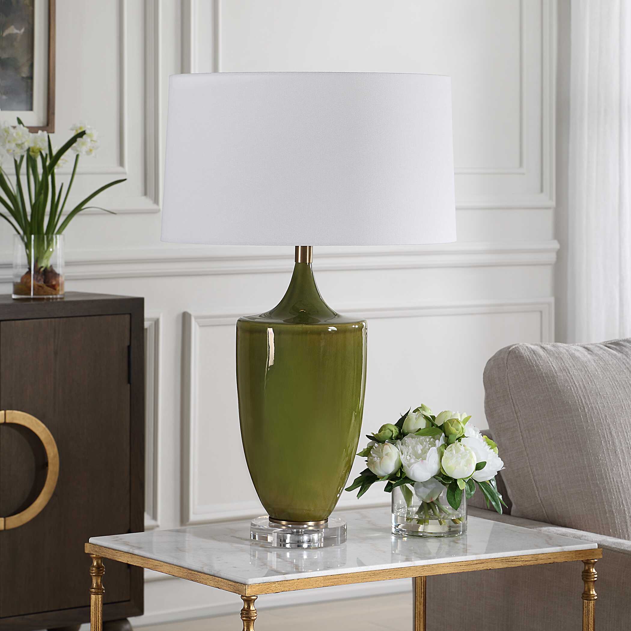 Adela Moss Green Table Lamp