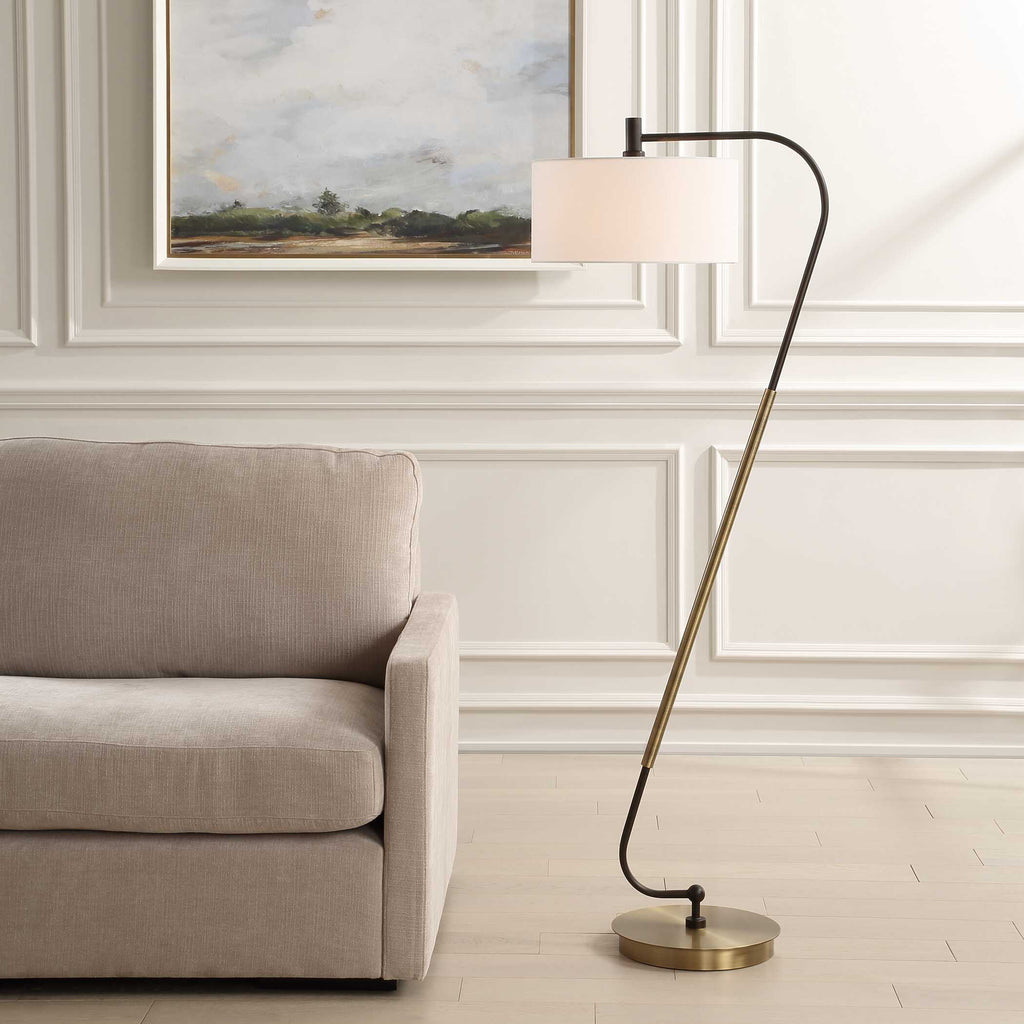 Irwin Curved Brass Floor Lamp