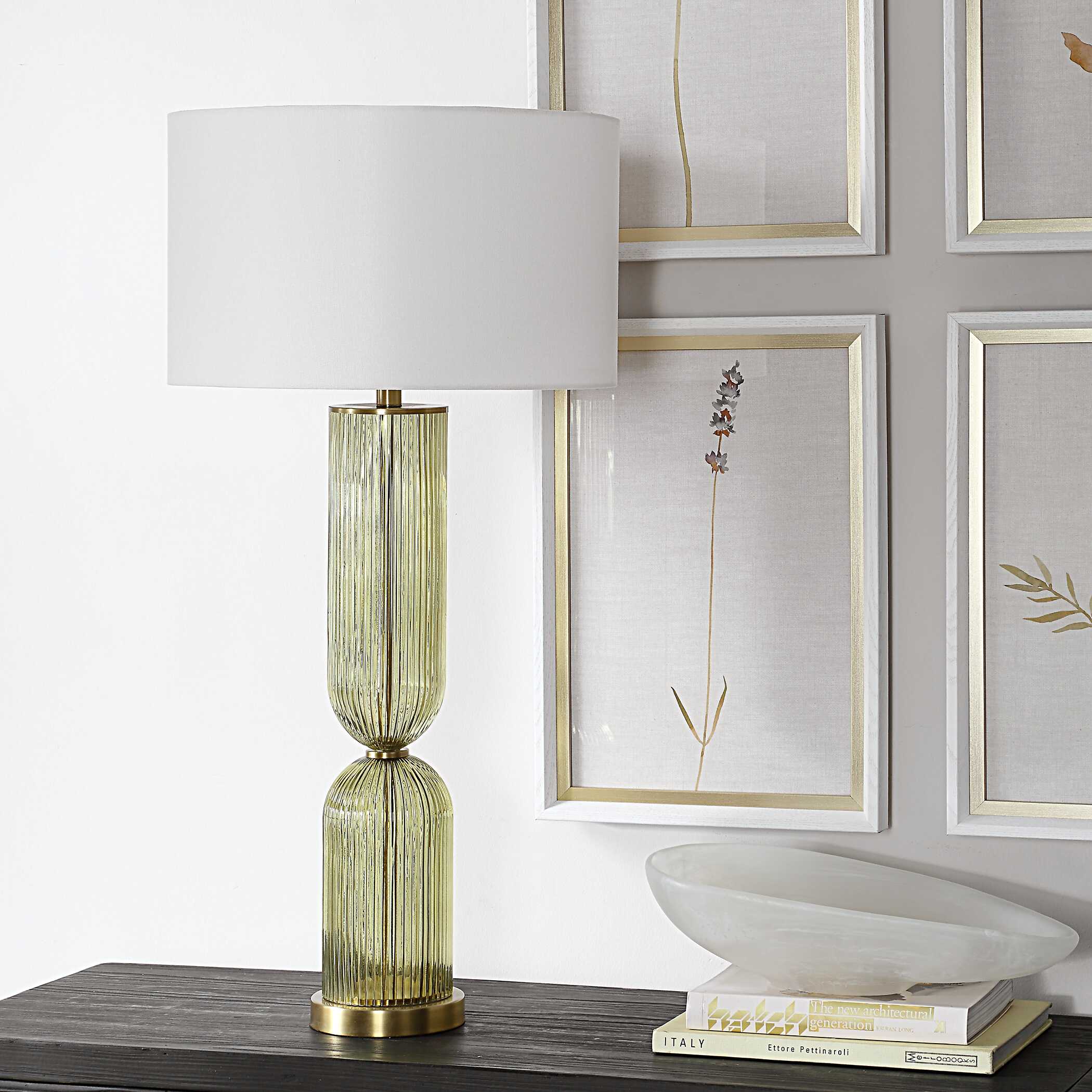 Mirah Olive Glass Table Lamp