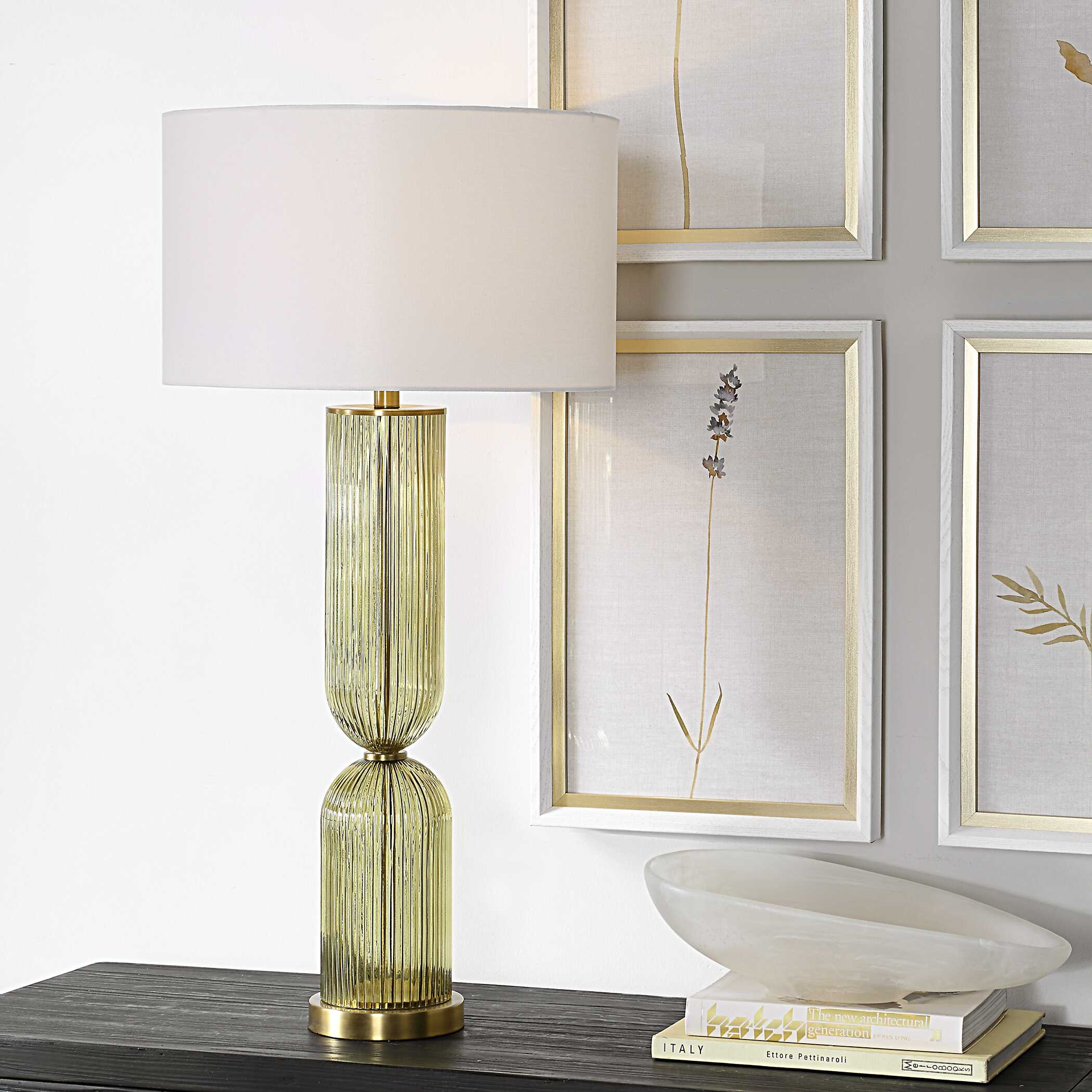 Mirah Olive Glass Table Lamp