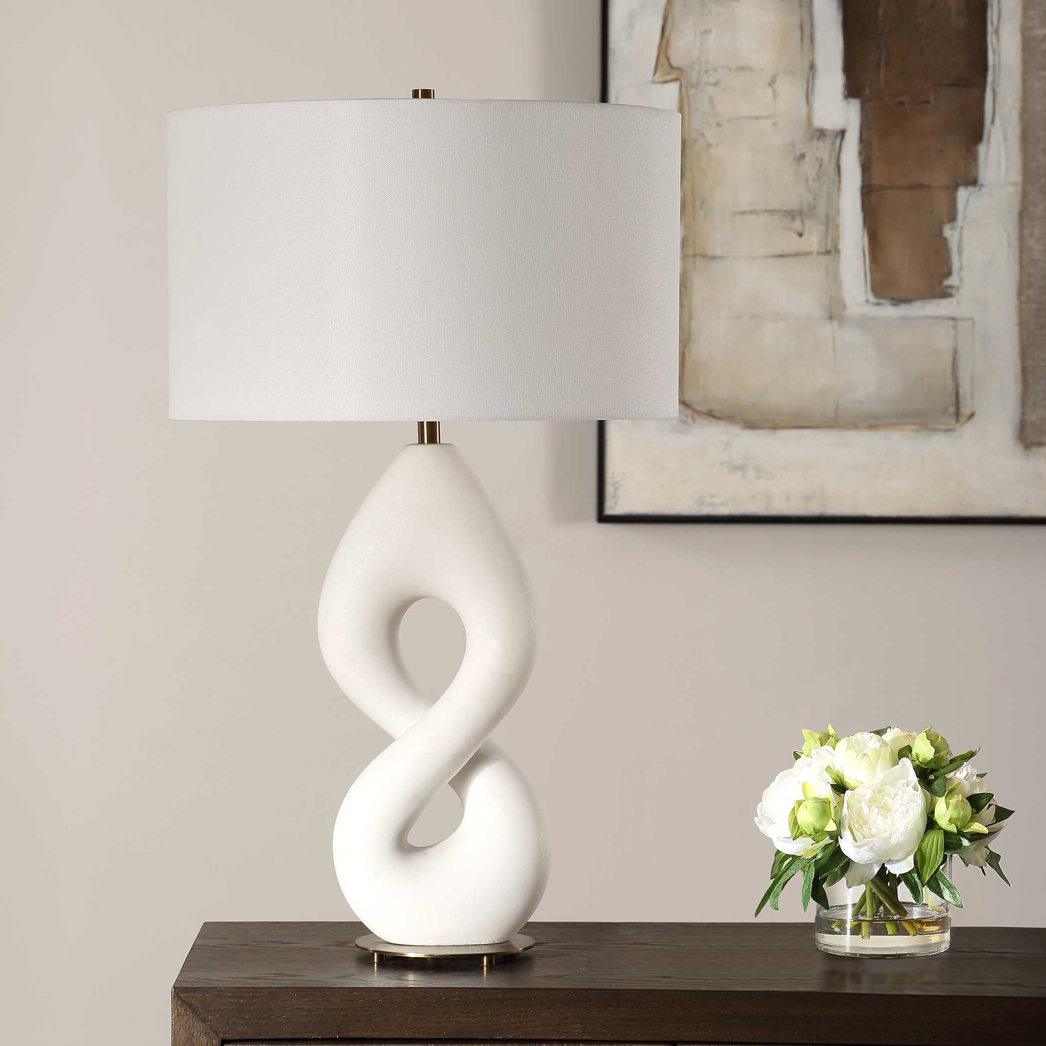 Meridian Ivory Stone Table Lamp