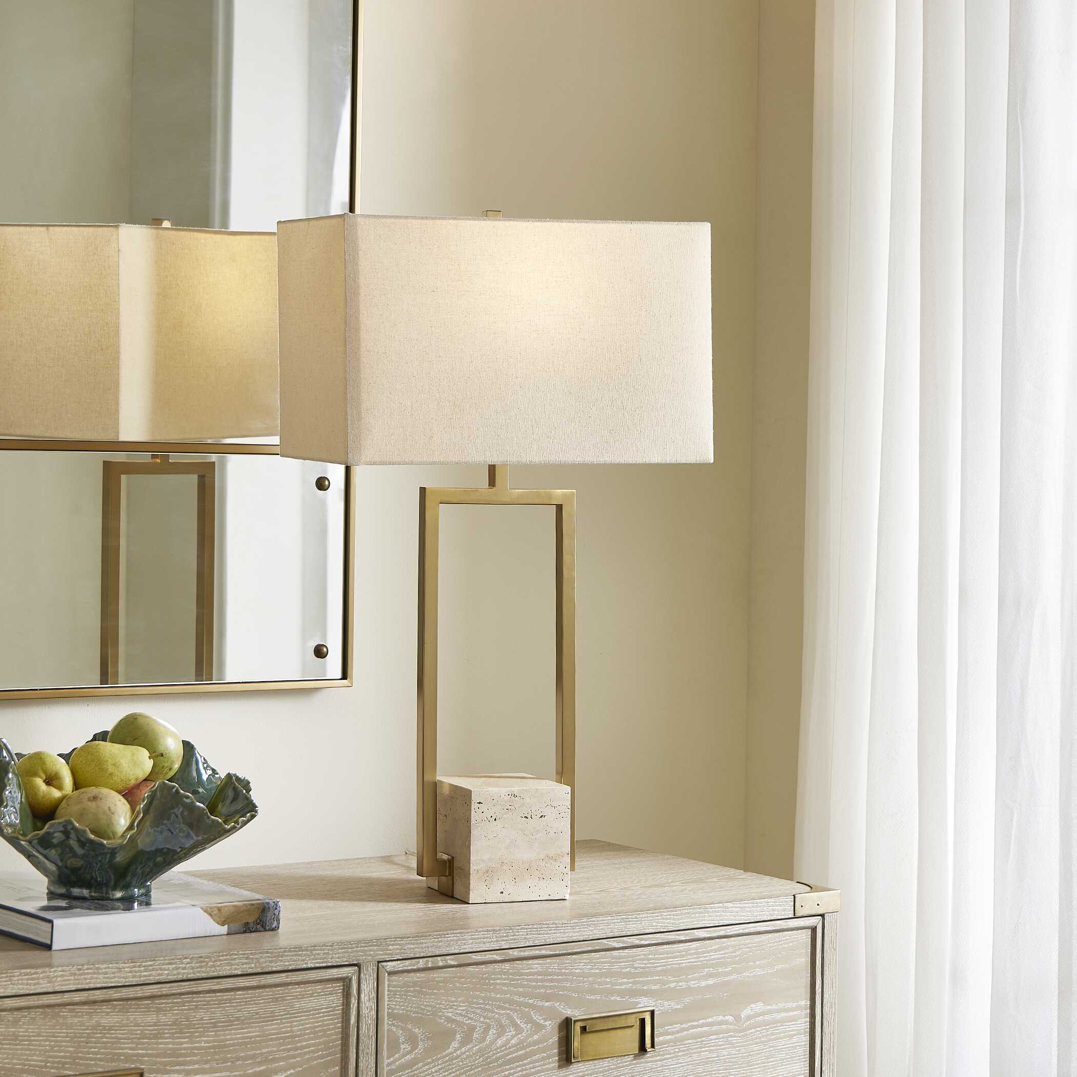 Warrick Modern Travertine Table Lamp