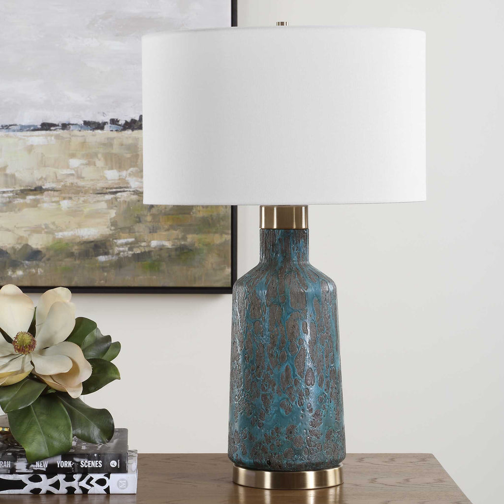 Dauphine Cracked Teal Table Lamp