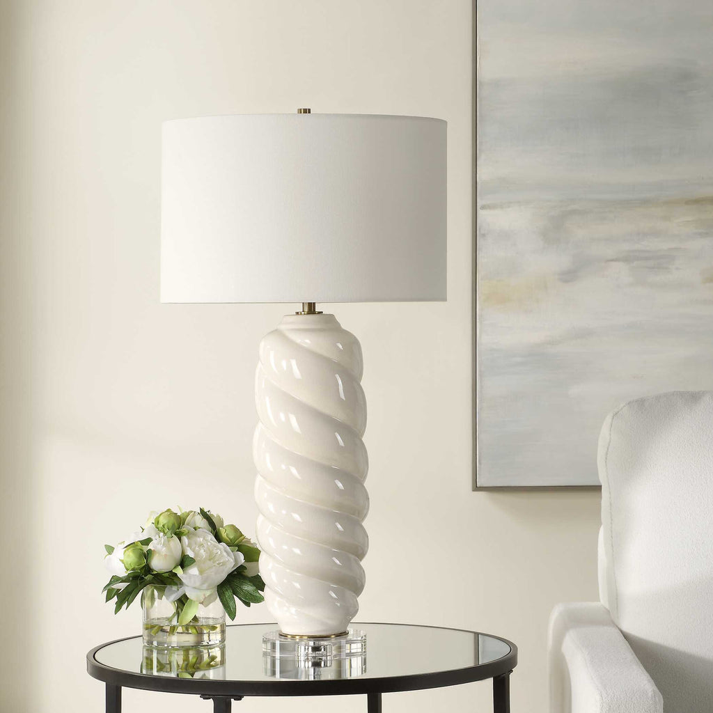 Anneli White Swirl Table Lamp