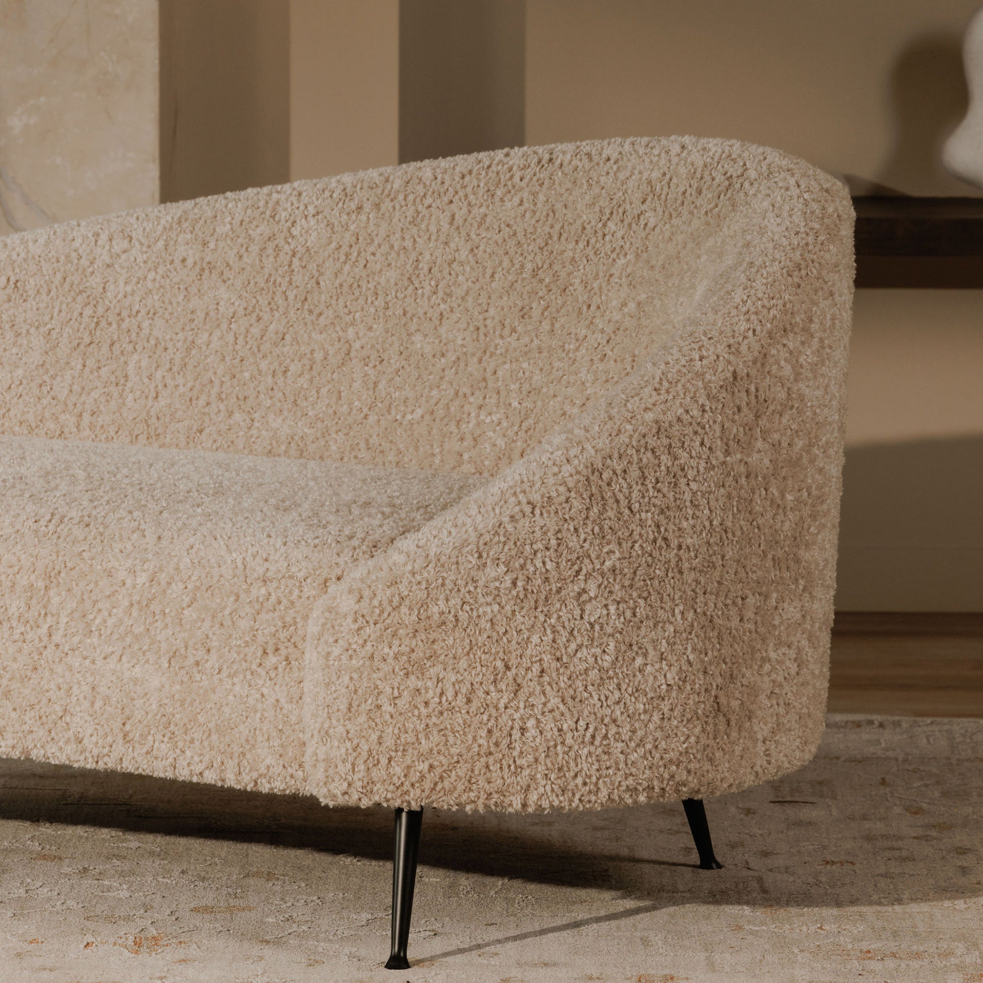 Abigail Chaise Light Brown Faux Shearling