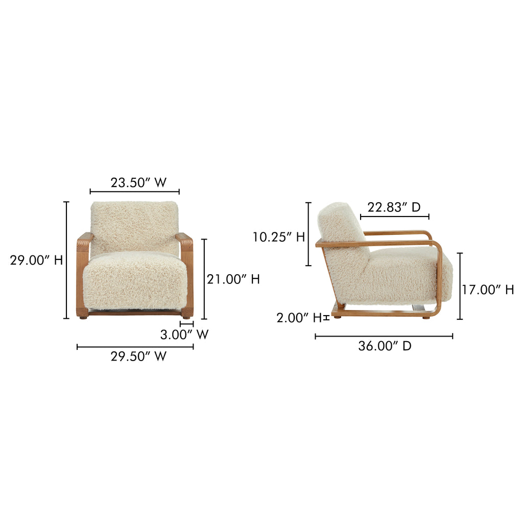 Eckersley Lounge Chair Cream Faux Fur