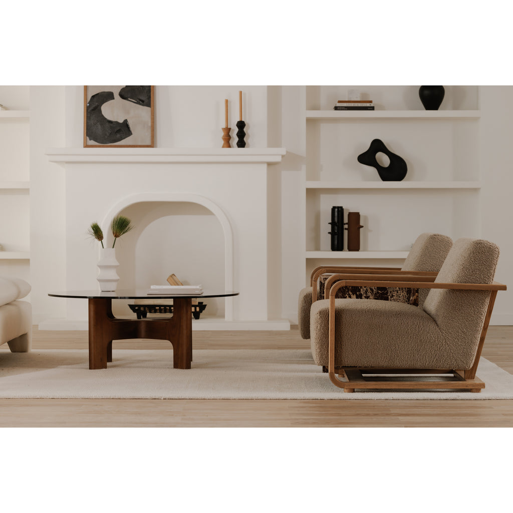 Eckersley Lounge Chair Beige Faux Shearling