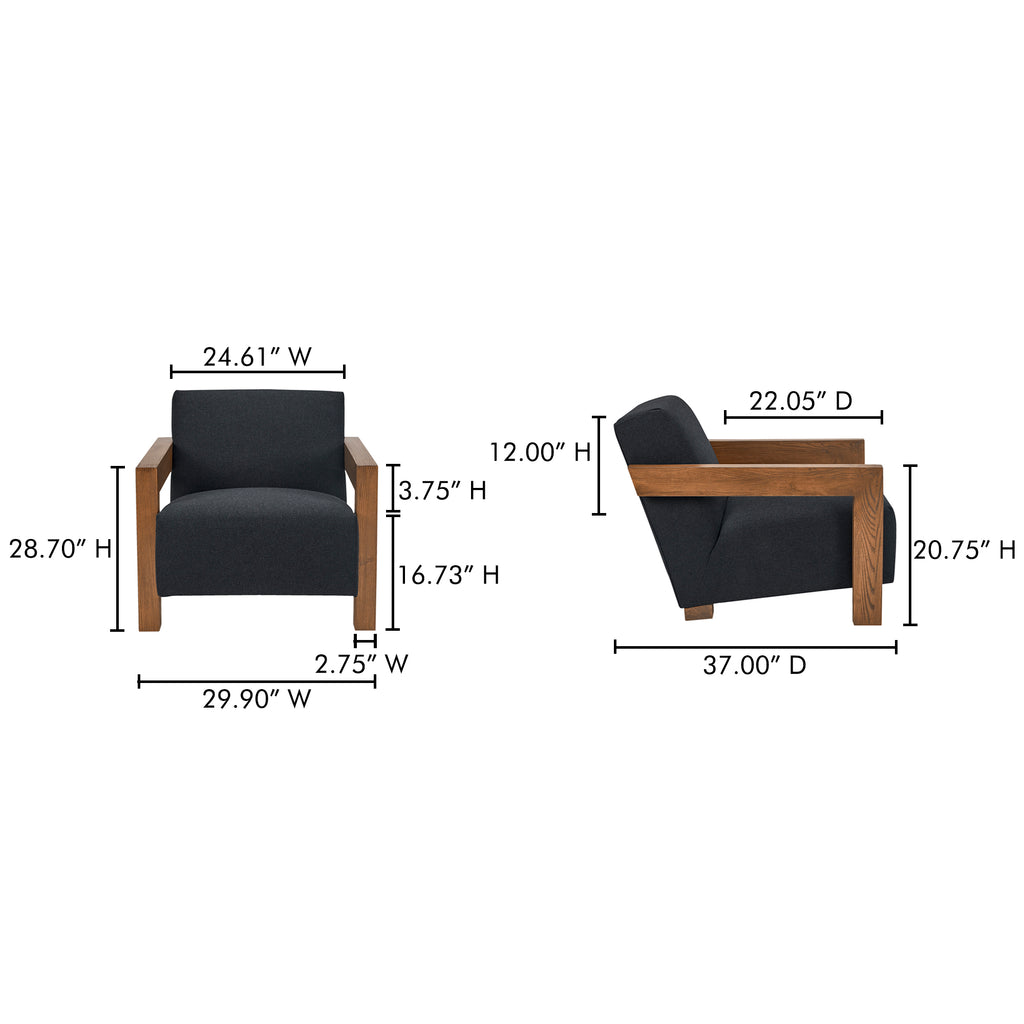 Garnet Lounge Chair Charcoal Wool Blend