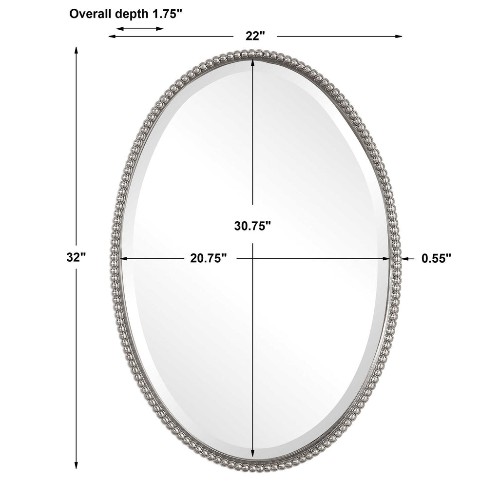 Sherise Brushed Nickel Oval Mirror