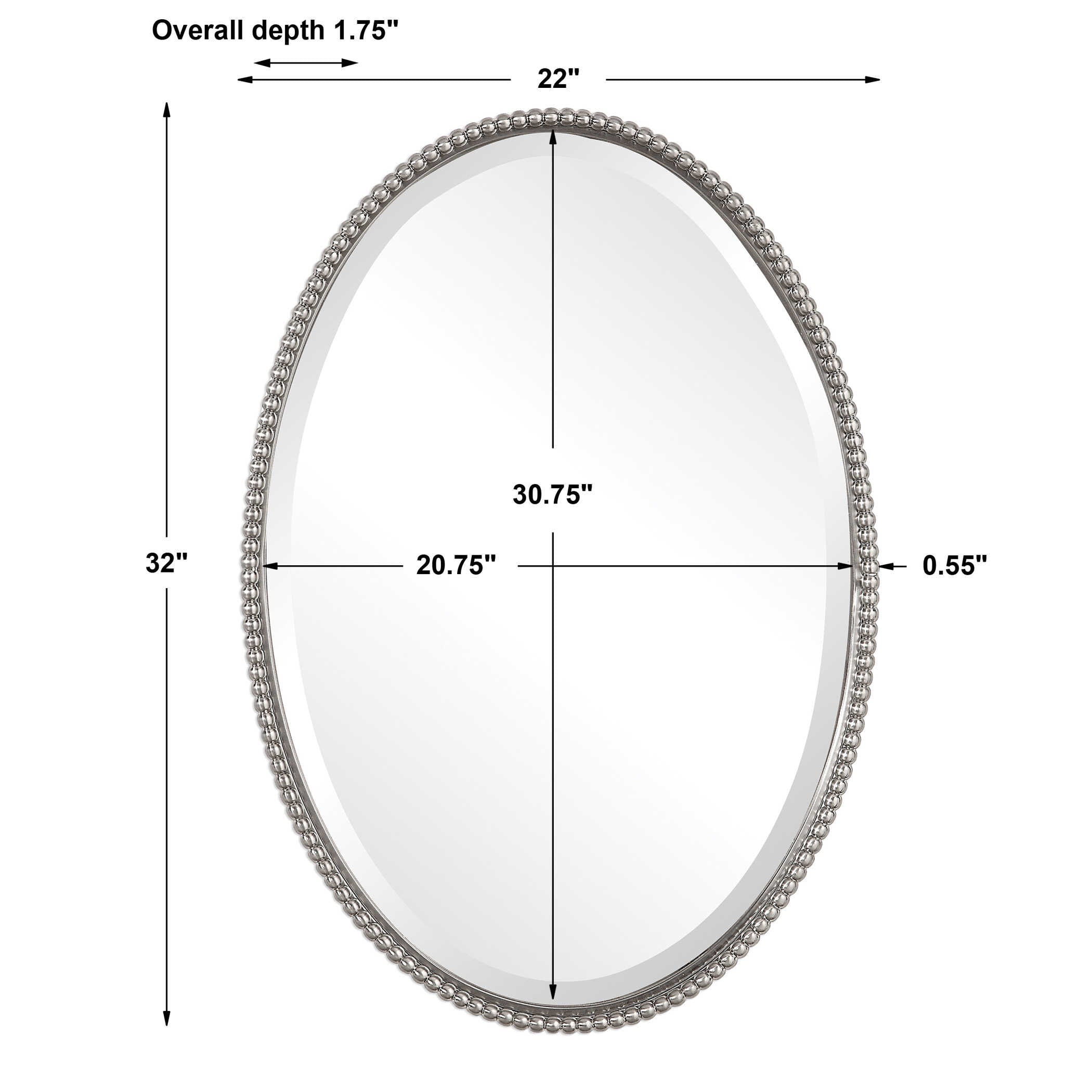 Sherise Brushed Nickel Oval Mirror