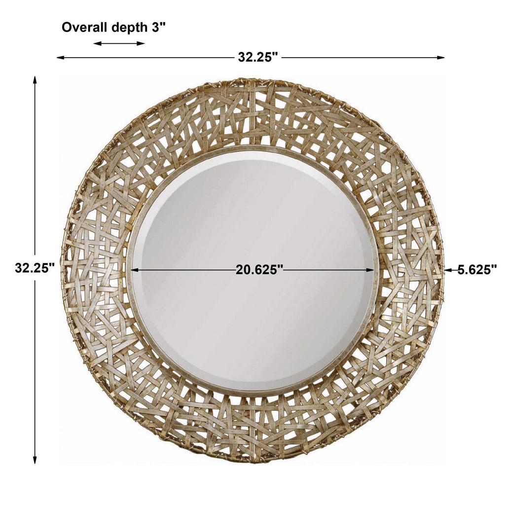 Alita Champagne Woven Metal Mirror