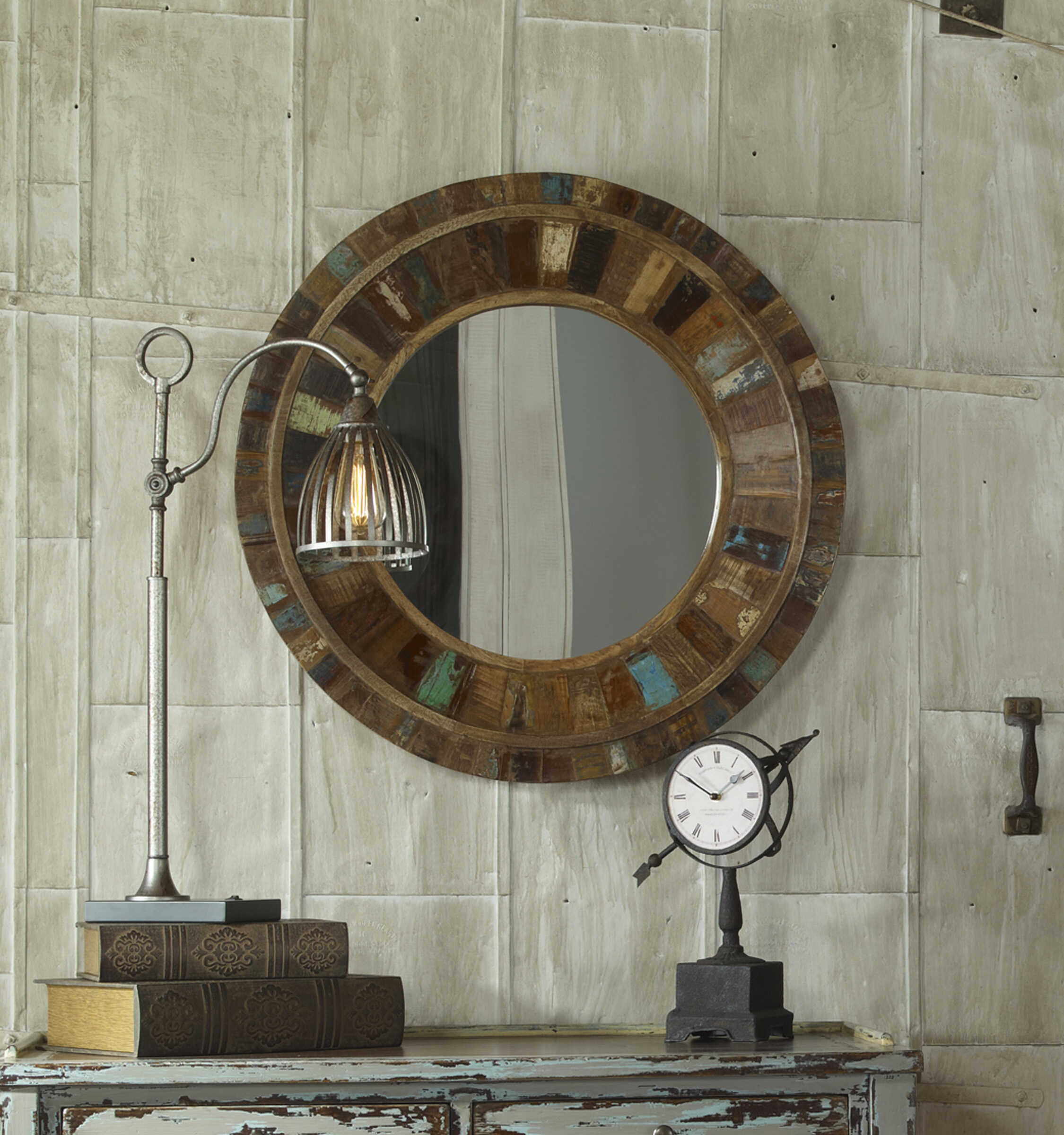 Jeremiah Round Wood Mirror