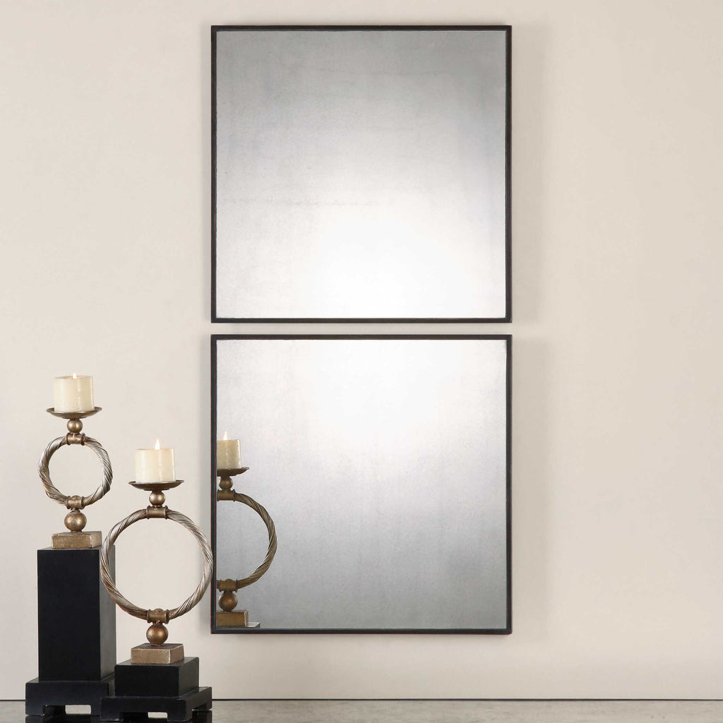Matty Antiqued Square Mirrors Set/2