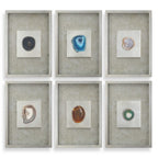 Agate Stone Silver Wall Art Set/6