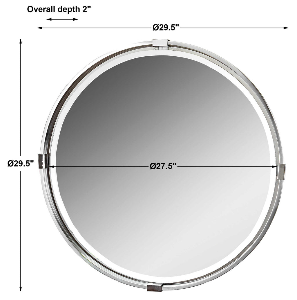 Tazlina Brushed Nickel Round Mirror