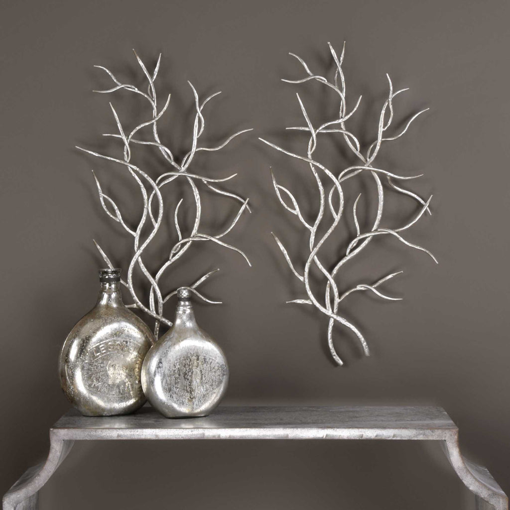 Silver Branches Wall Decor Set/2