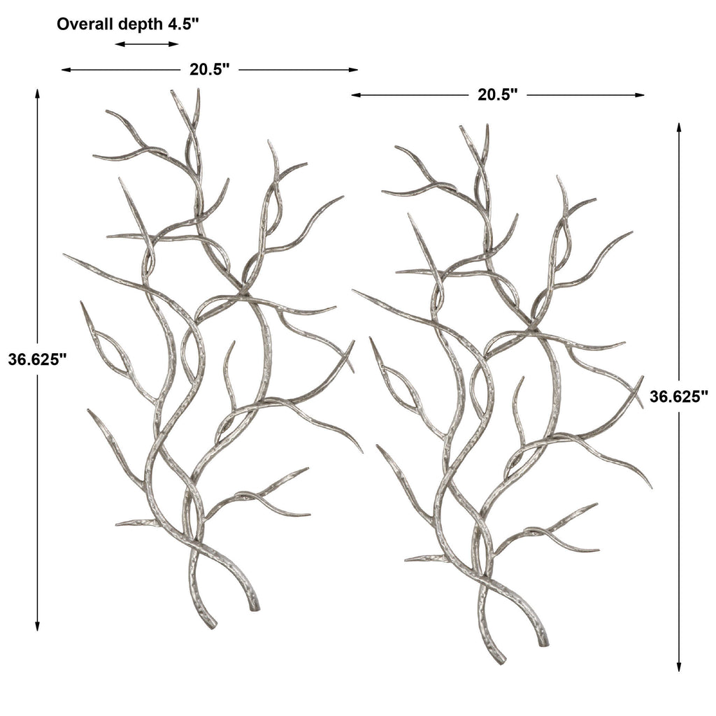 Silver Branches Wall Decor Set/2