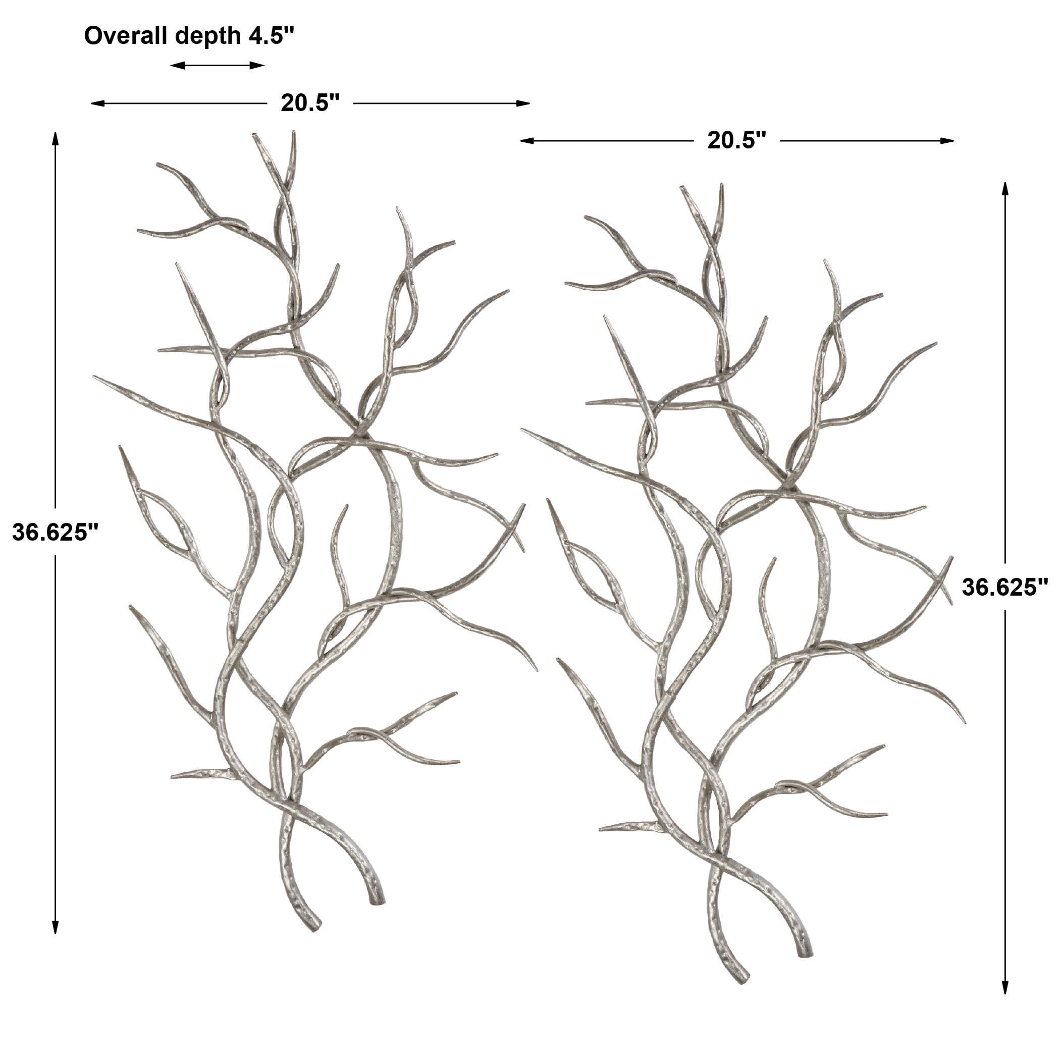Silver Branches Wall Art Set/2