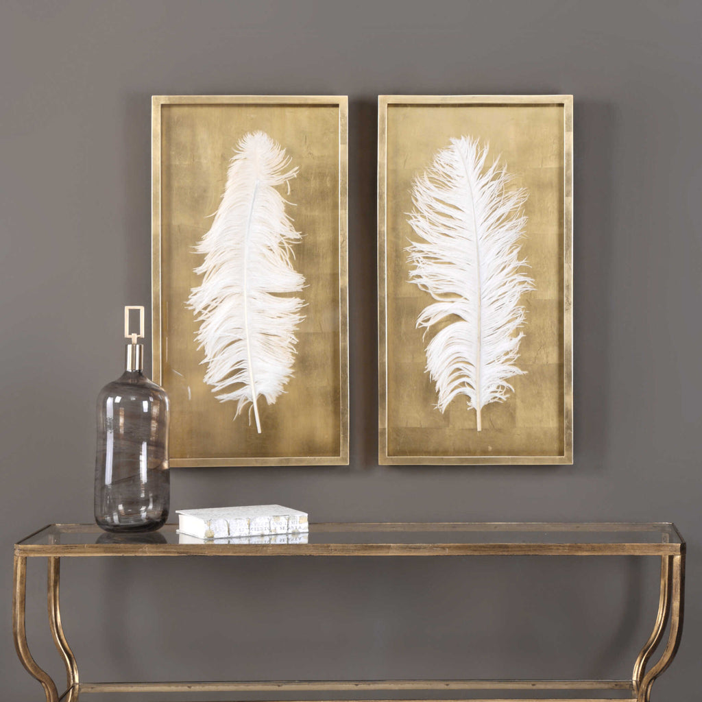 White Feathers Gold Shadow Box Set/2