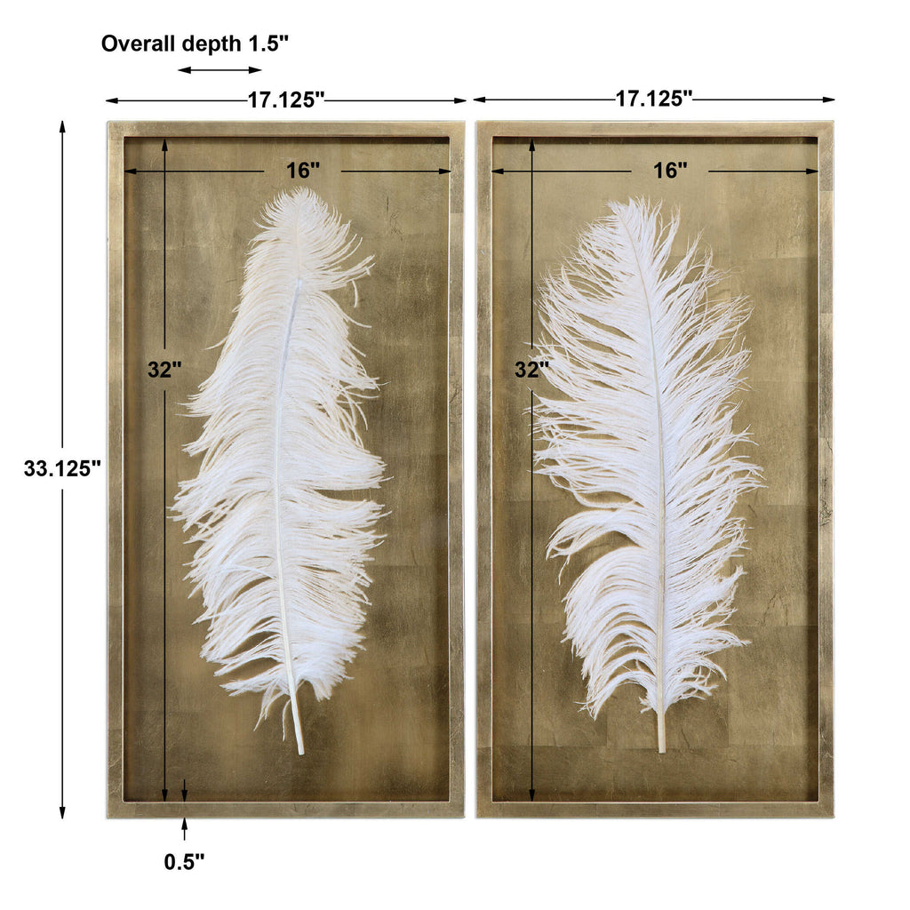 White Feathers Gold Shadow Box Set/2