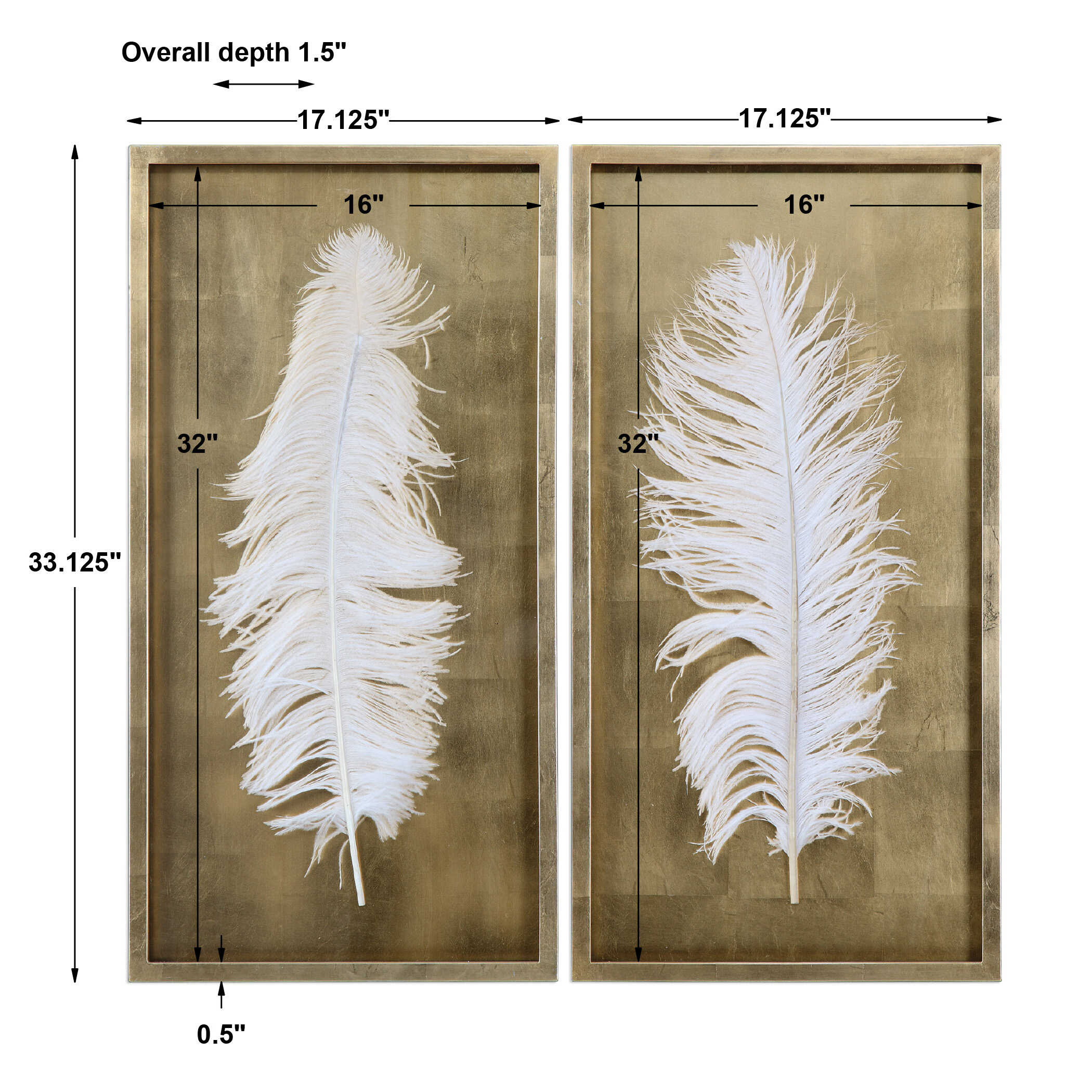 White Feathers Gold Shadow Box Set/2