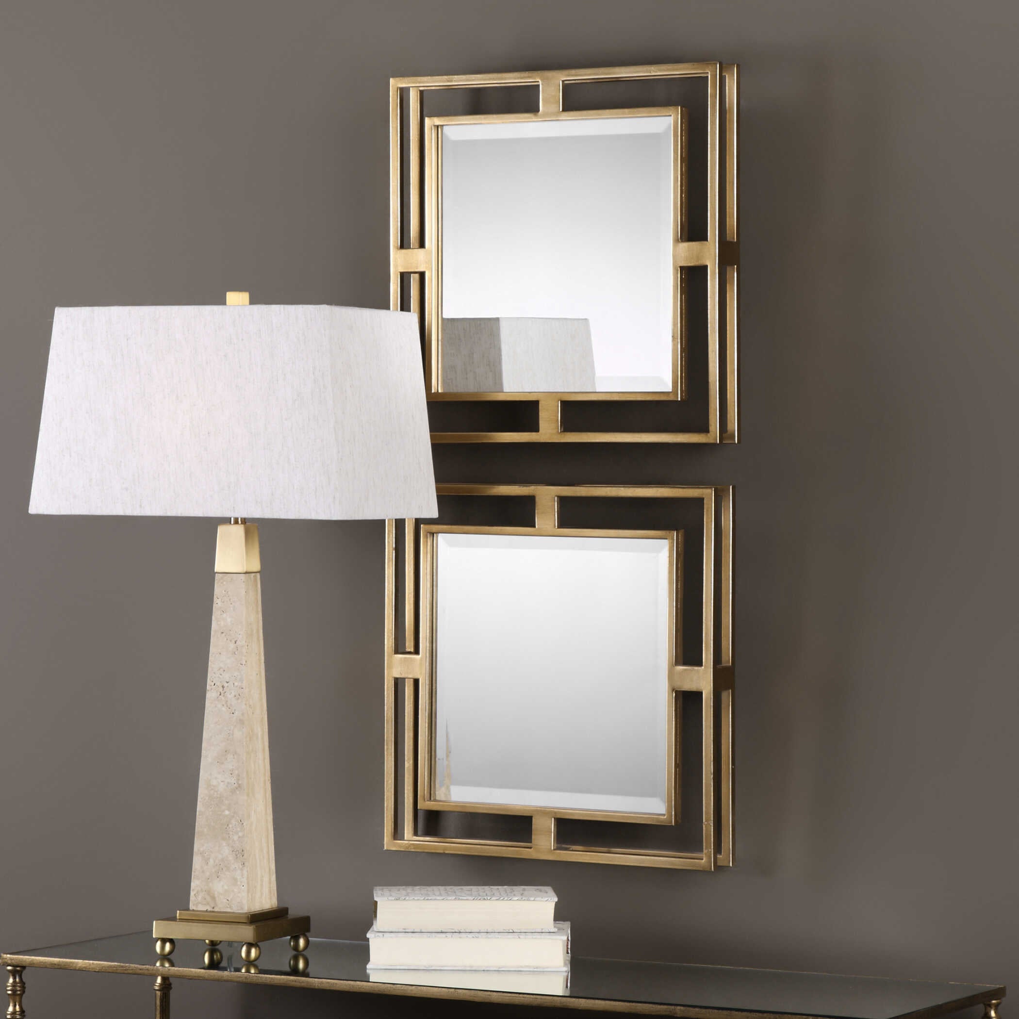 Allick Gold Square Mirrors Set/2