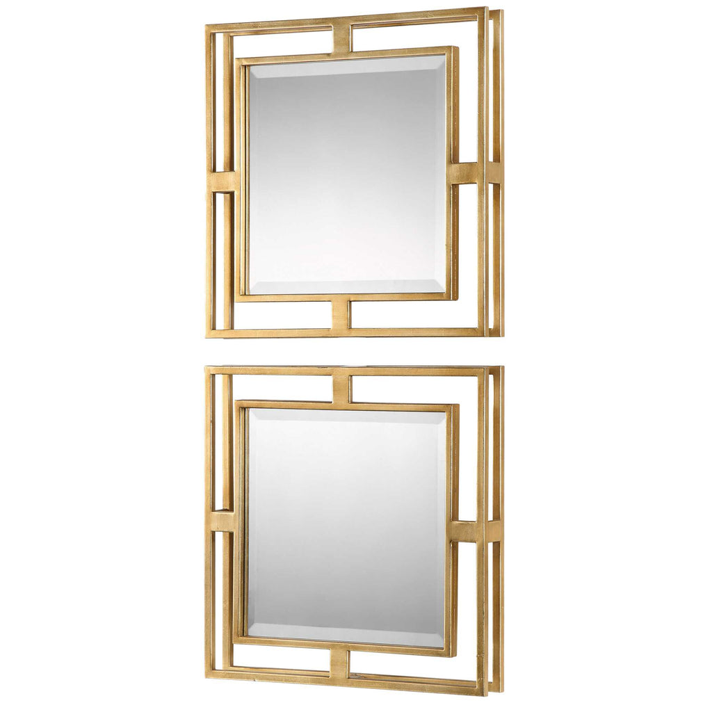 Allick Gold Square Mirrors Set/2