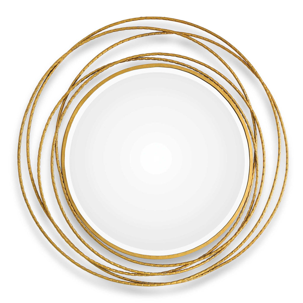 Whirlwind Gold Round Mirror