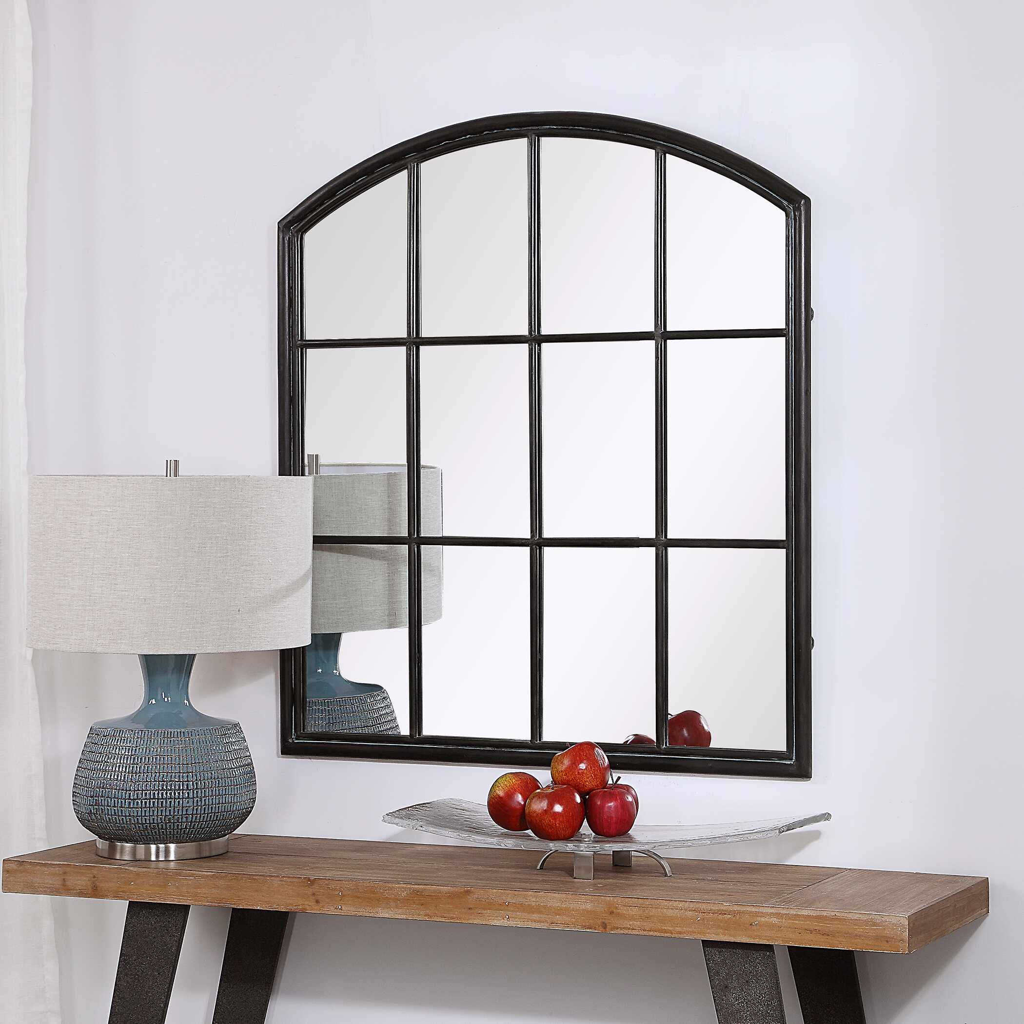 Lyda Aged Black Arch Mirror