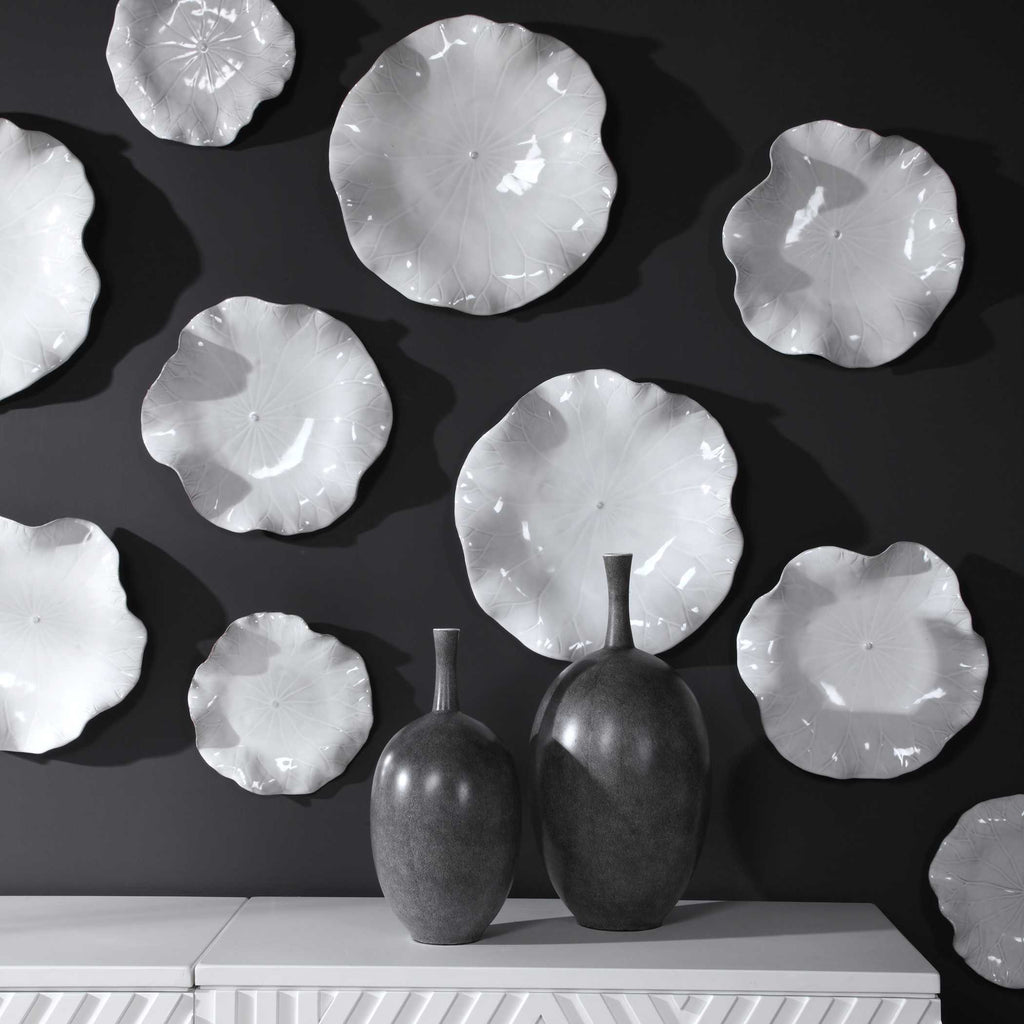 Abella Ceramic Wall Decor Set/3 White