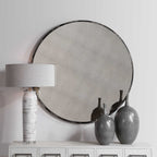 Junius Antique White Round Mirror