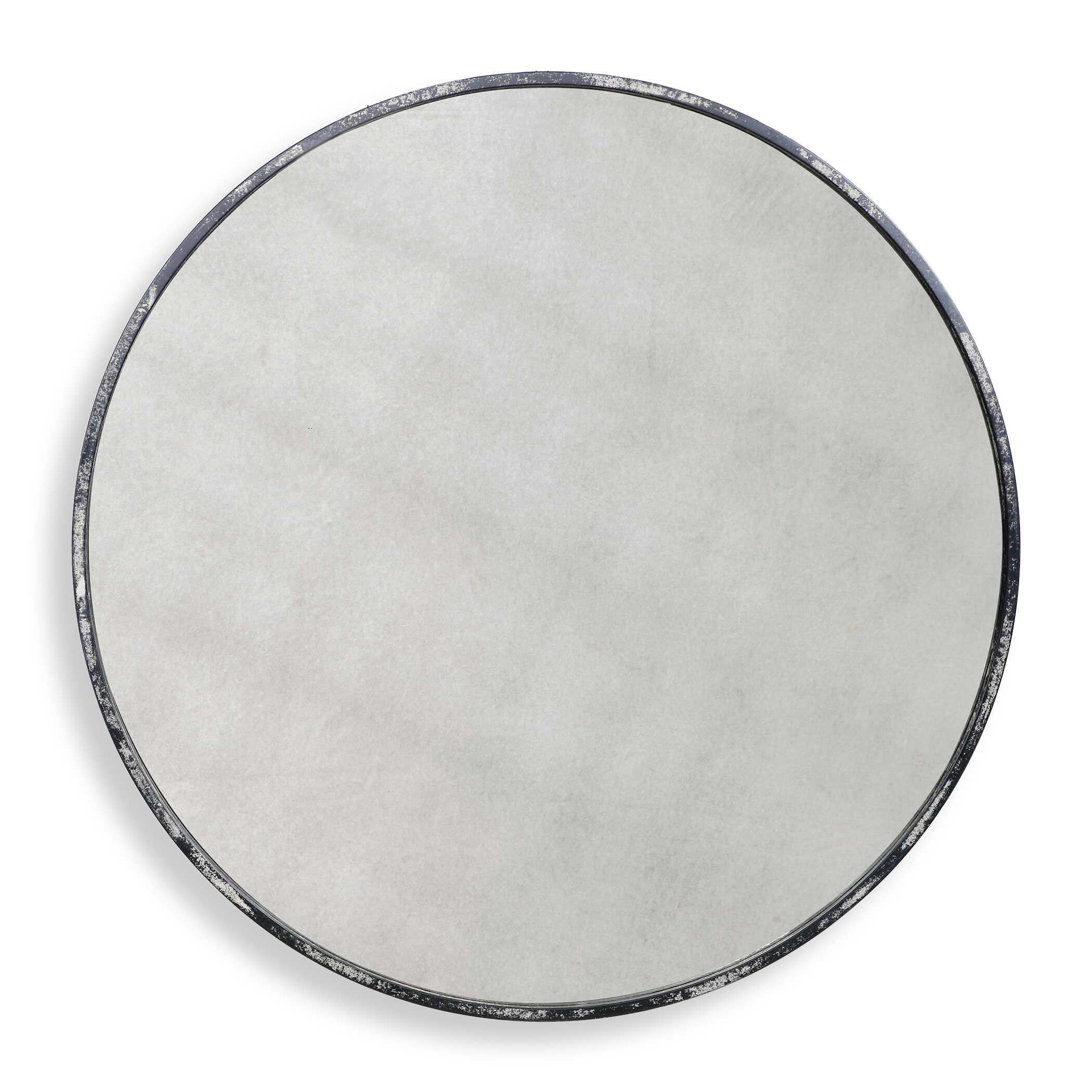 Junius Antique White Round Mirror