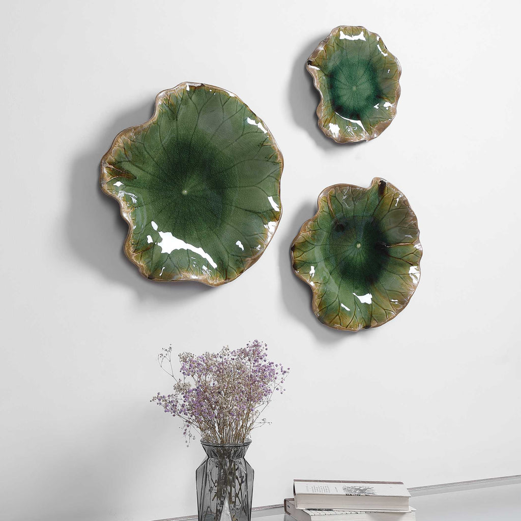 Abella Green Ceramic Wall Decor Set/3
