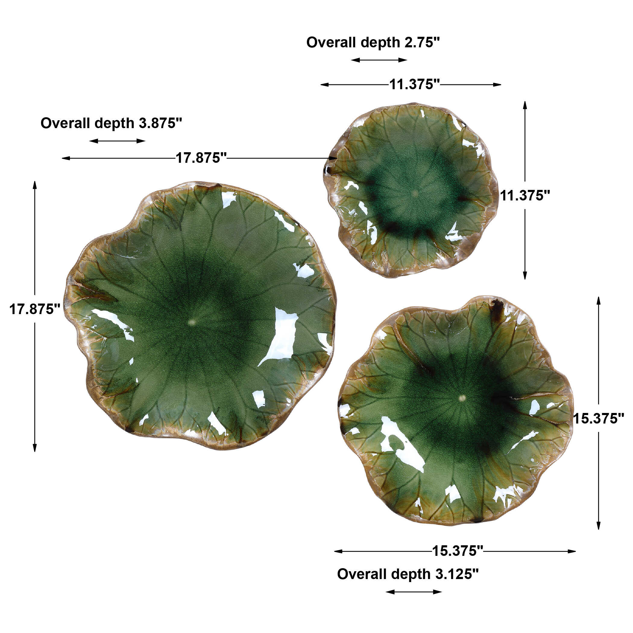 Abella Green Ceramic Wall Decor Set/3