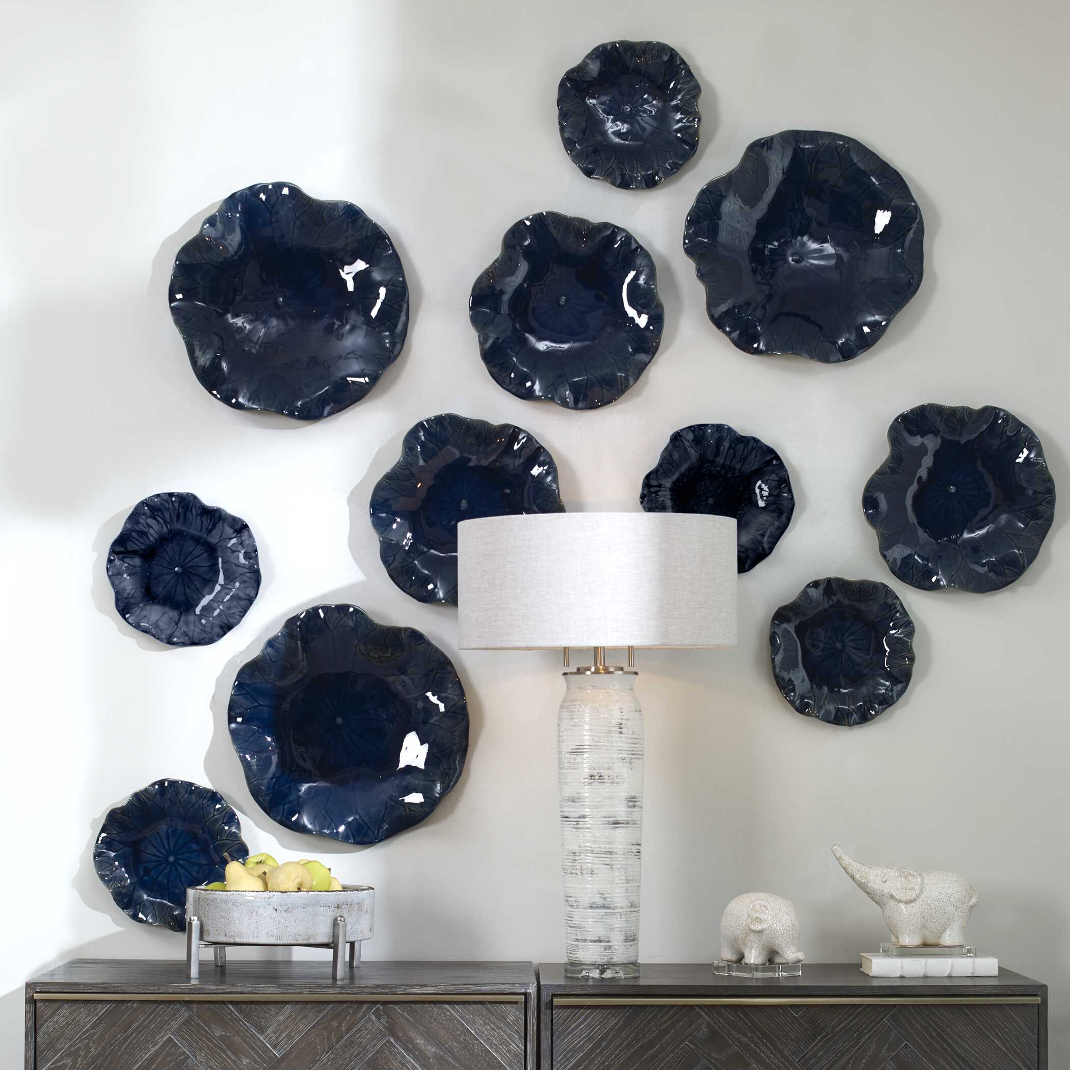 Abella Blue Ceramic Wall Decor Set/3