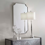 Lennox Nickel Scalloped Corner Mirror