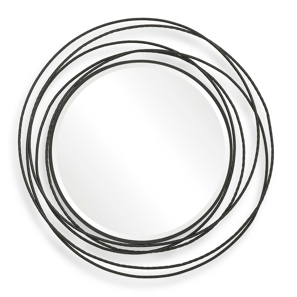 Whirlwind Black Round Mirror