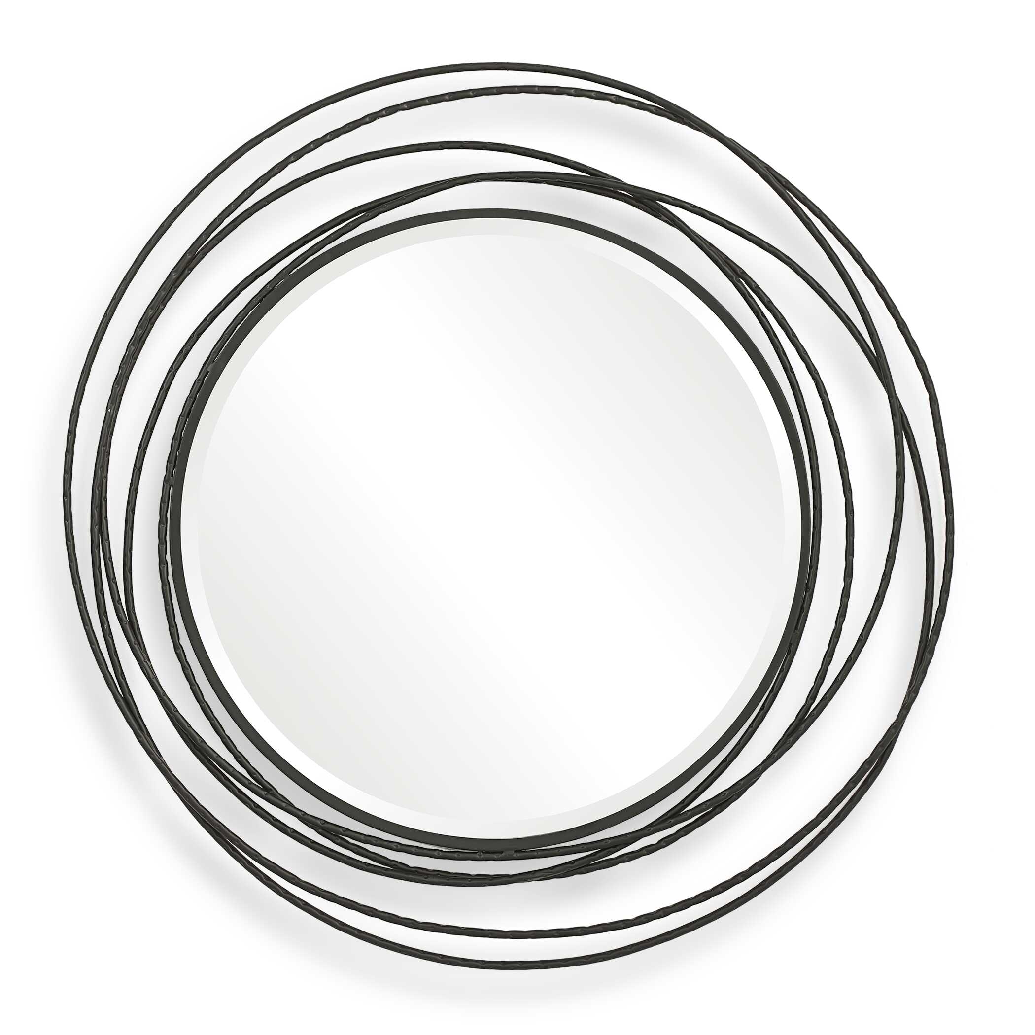 Whirlwind Black Round Mirror