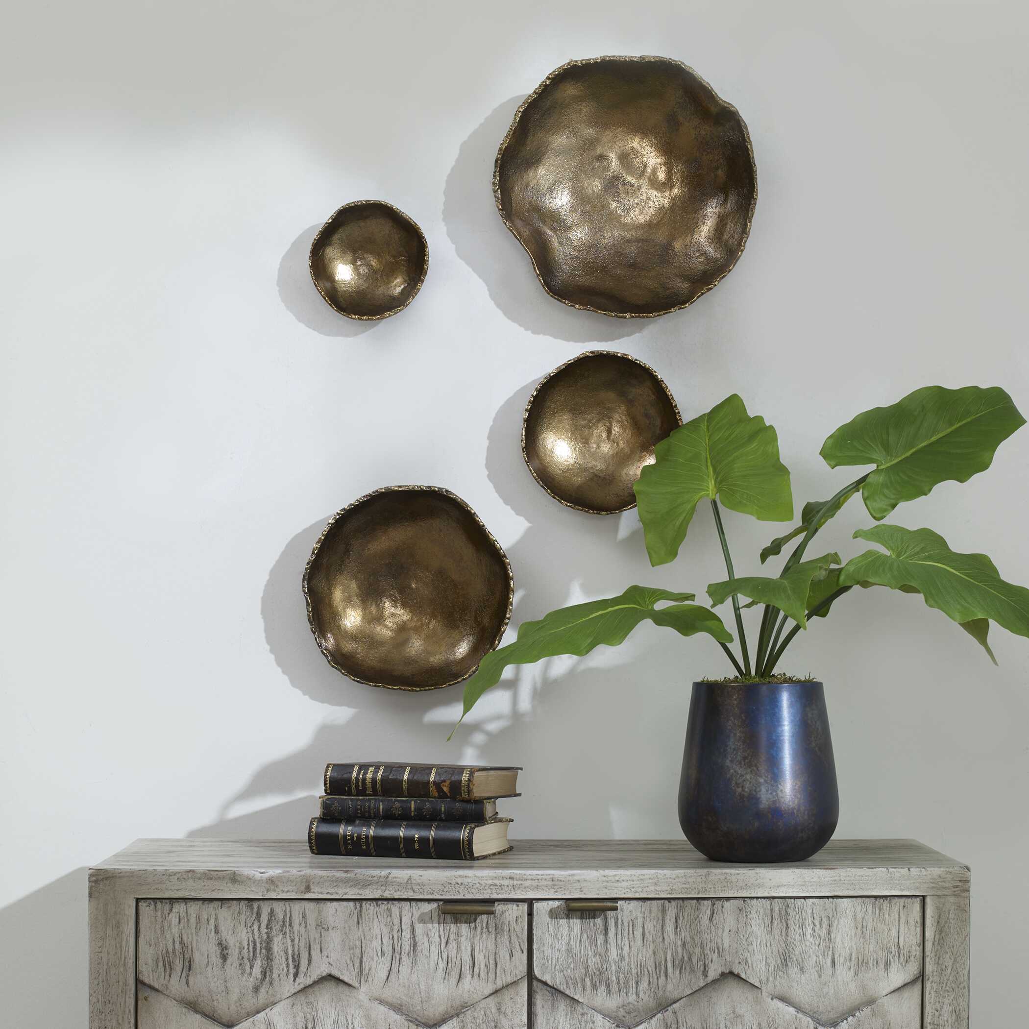 Lucky Coins Brass Wall Bowls Set/4