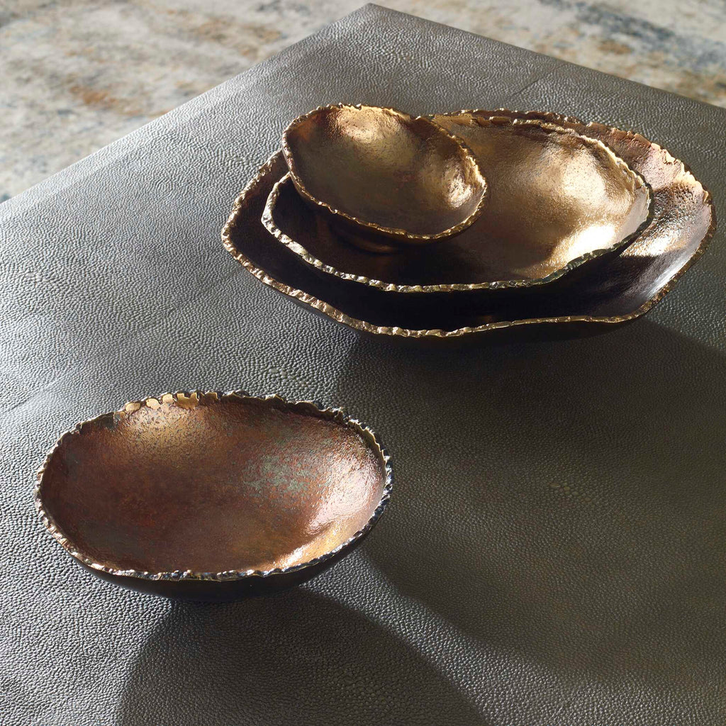 Lucky Coins Brass Wall Bowls Set/4