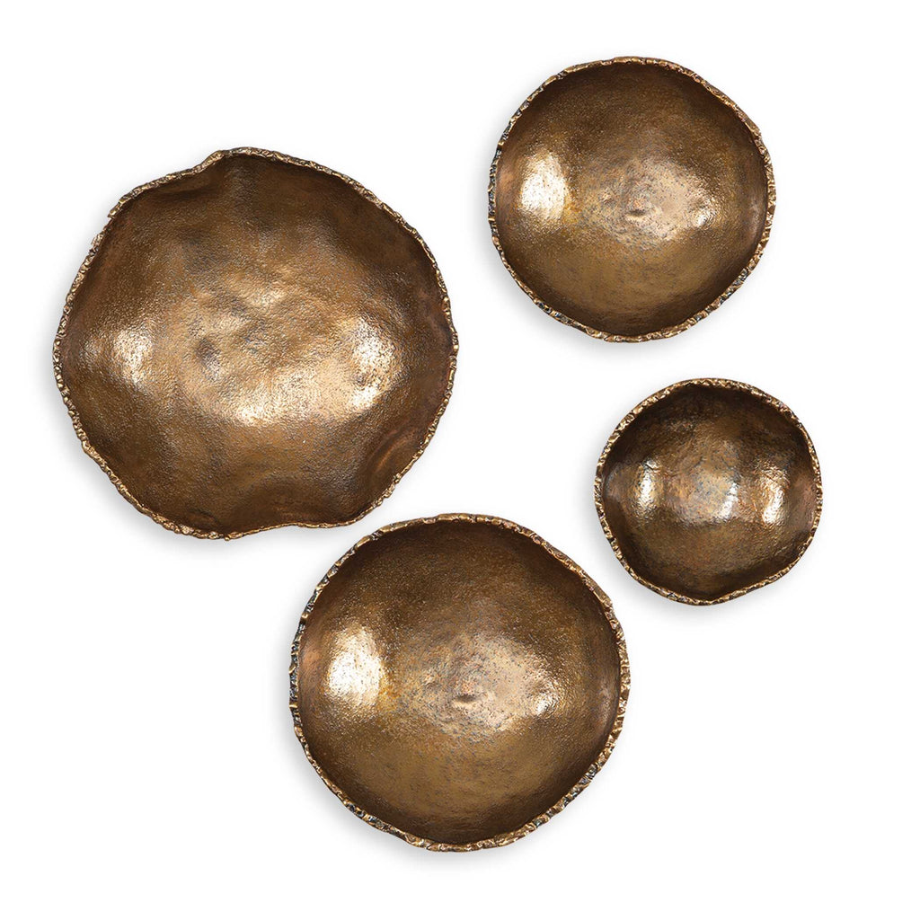Lucky Coins Brass Wall Bowls Set/4