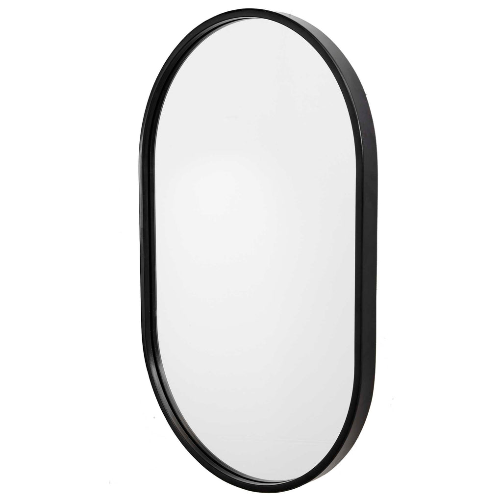 Varina Minimalist Black Oval Mirror