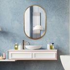 Varina Minimalist Gold Oval Mirror