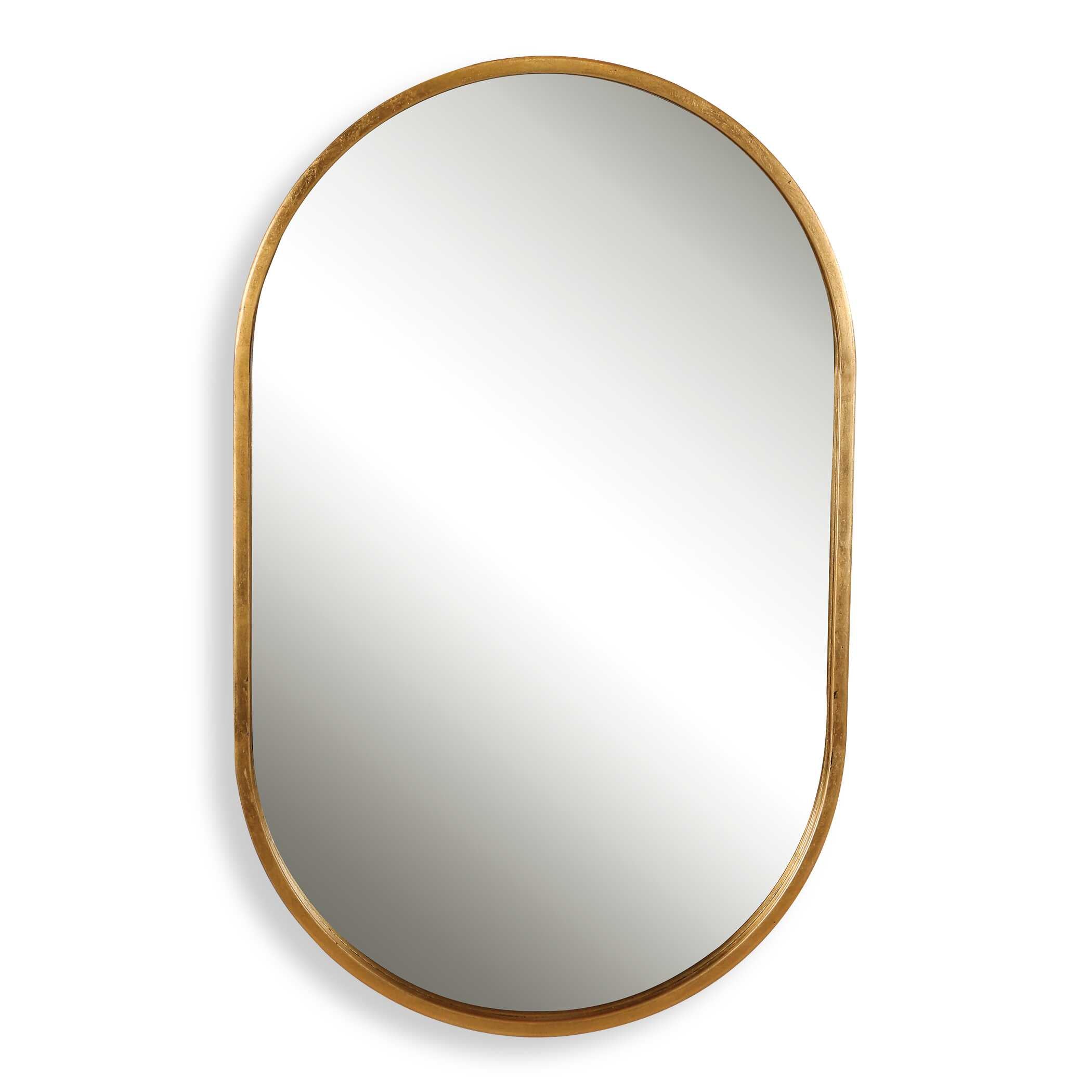 Varina Minimalist Gold Oval Mirror