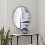 Taza Round Mirror, Antique White