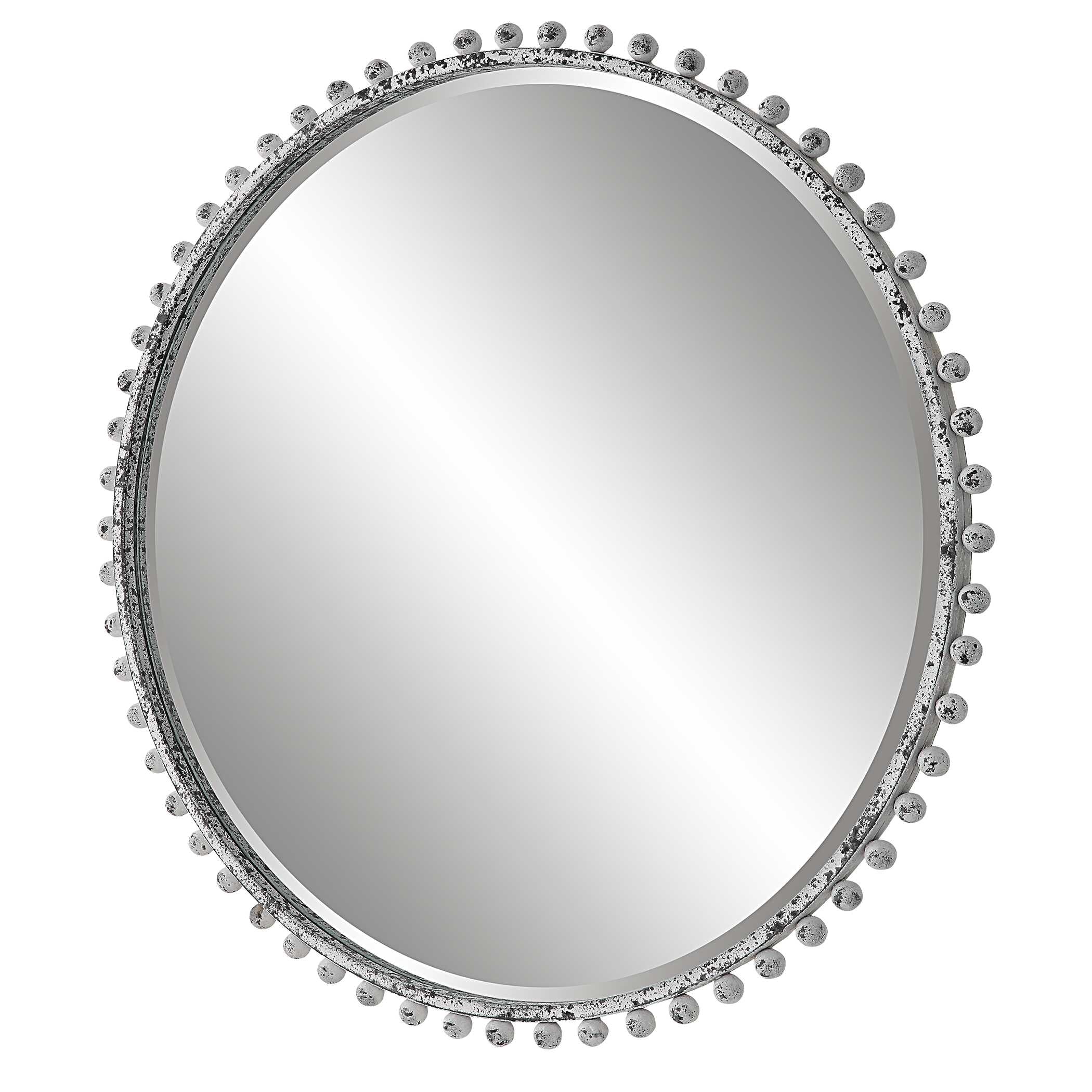 Taza Round Mirror, Antique White