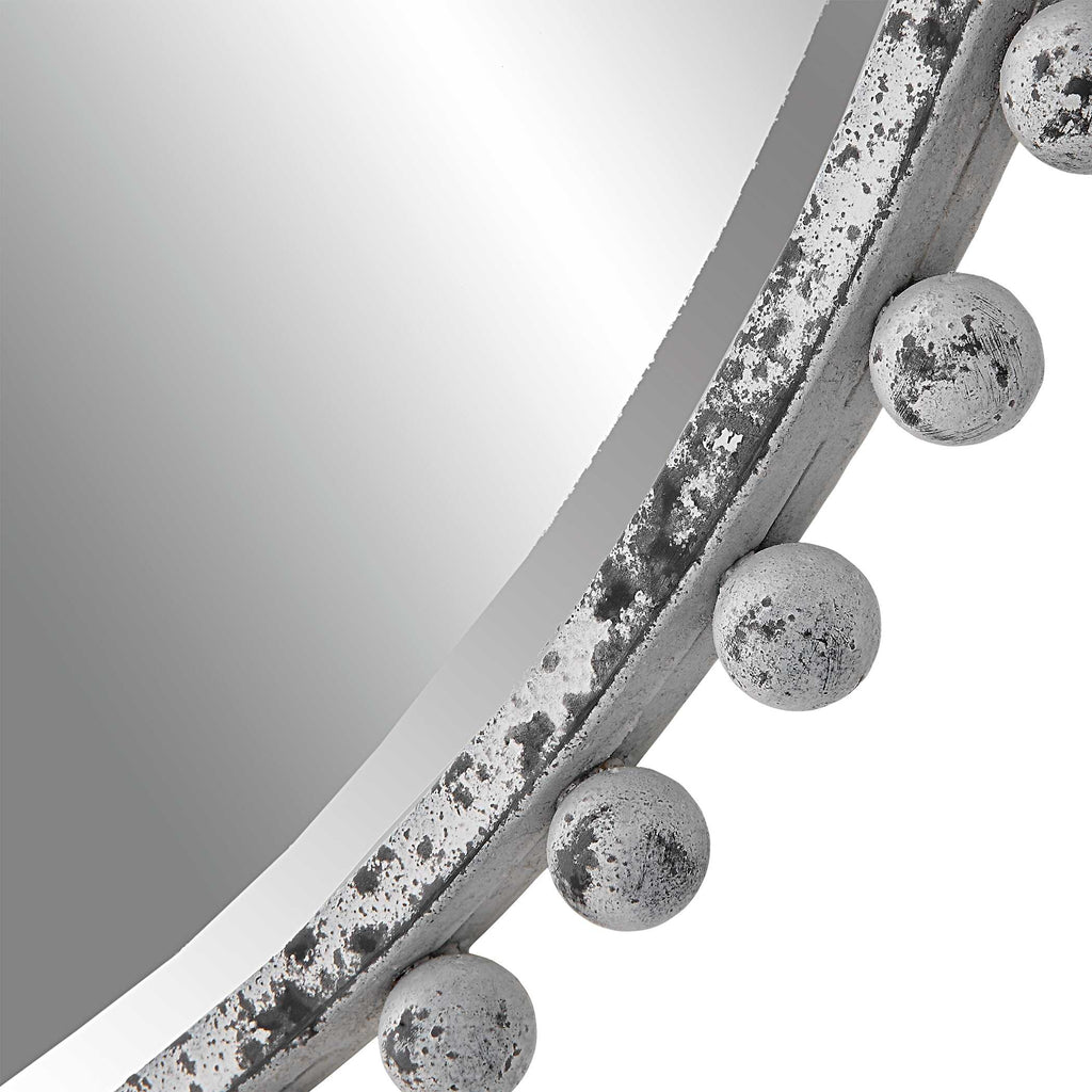 Taza Round Mirror, Antique White